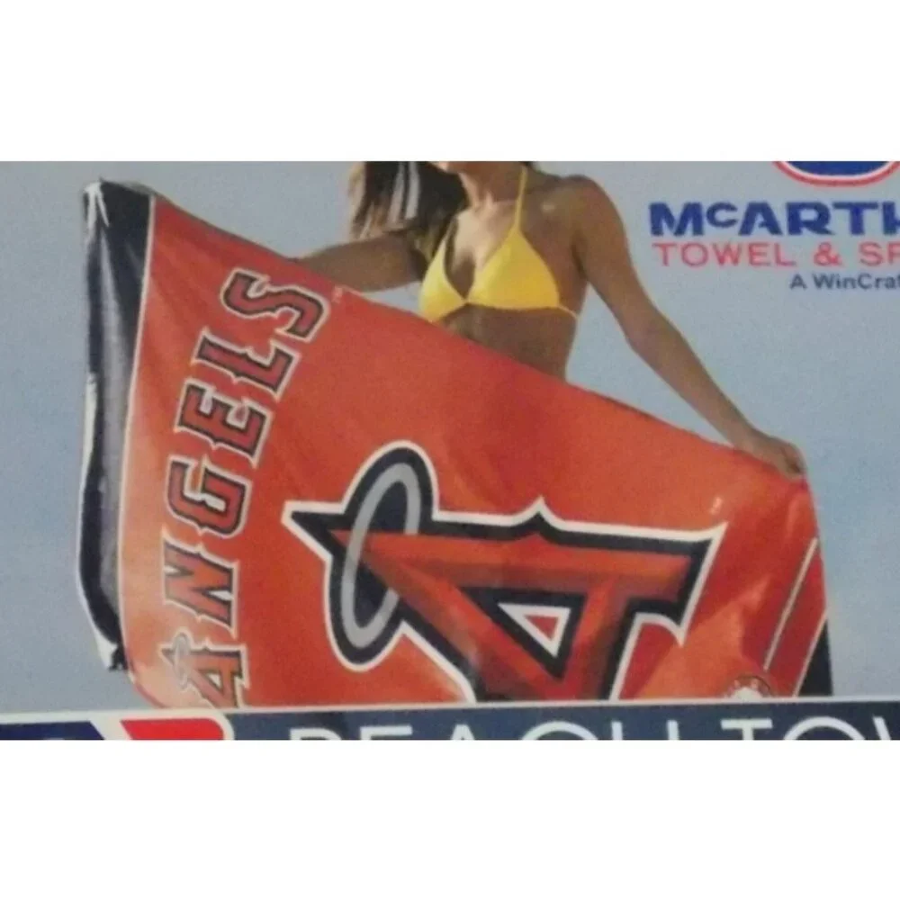 MLB Los Angeles Angels Vertical Logo Name on Top Beach Towel 30